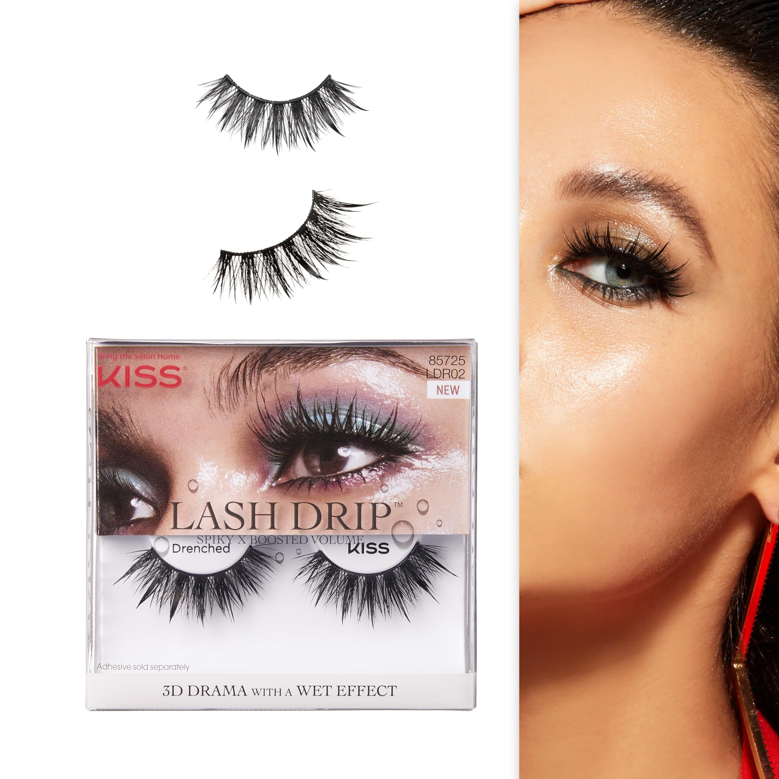 KISS Lash Drip False Eyelashes, Spiky X Boosted Volume, Unique Wet Look Hydrated Effect, Multi-Le... | Amazon (US)
