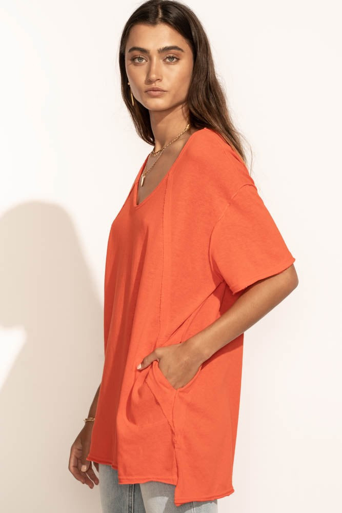 Lola Oversized Tee in Coral - M / Coral - böhme | Böhme US