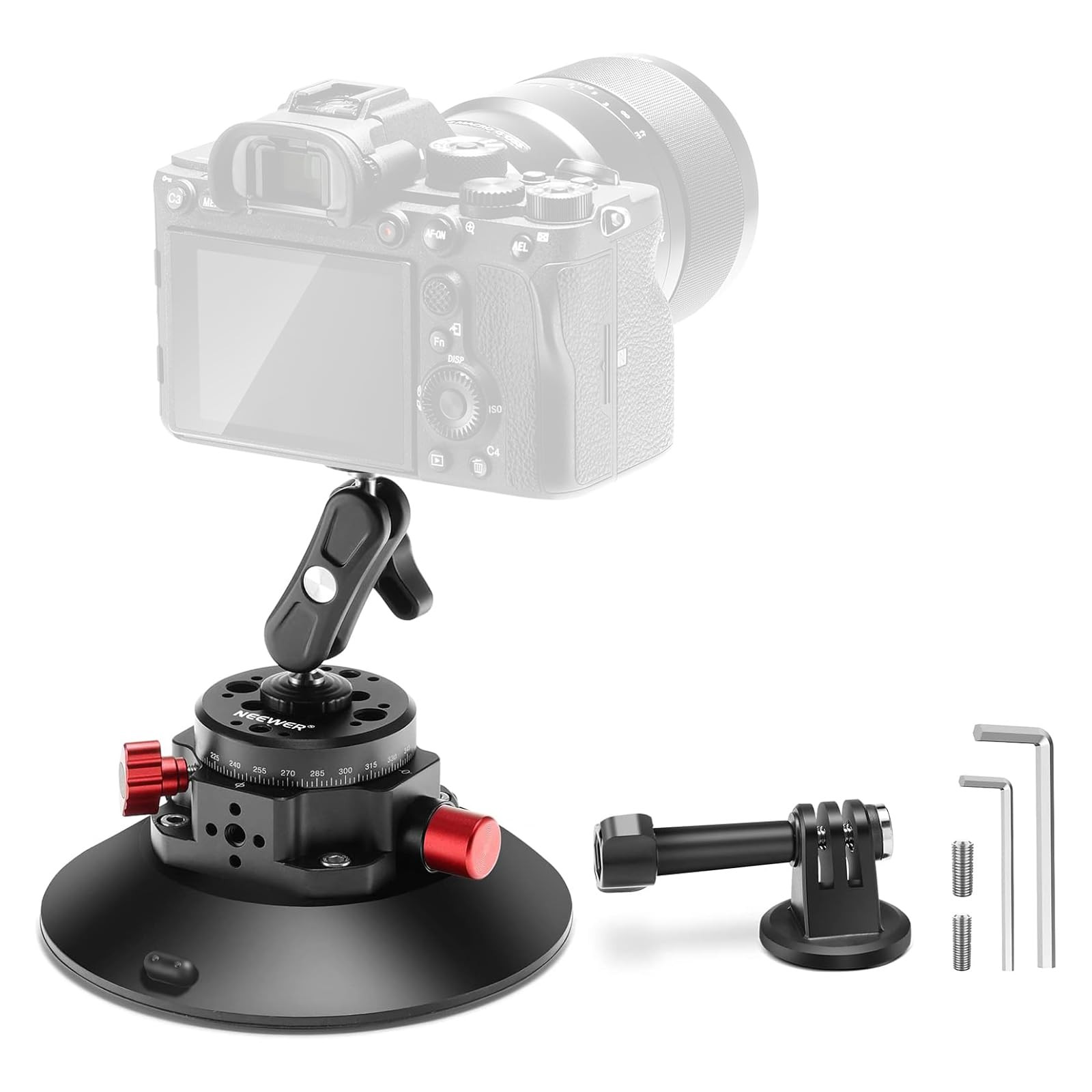 NEEWER 6"/15.2cm Camera Suction Cup Mount with Ball Head Magic Arm, Metal Suction Cup Mount on Ca... | Amazon (US)