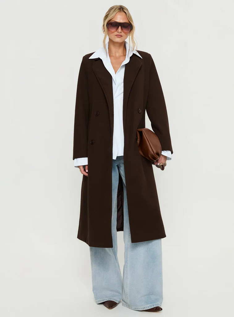 Prolific Longline Coat Brown | Princess Polly US