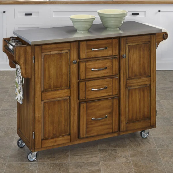 Littrell-a-Cart Kitchen Island with Stainless Steel Top | Wayfair North America