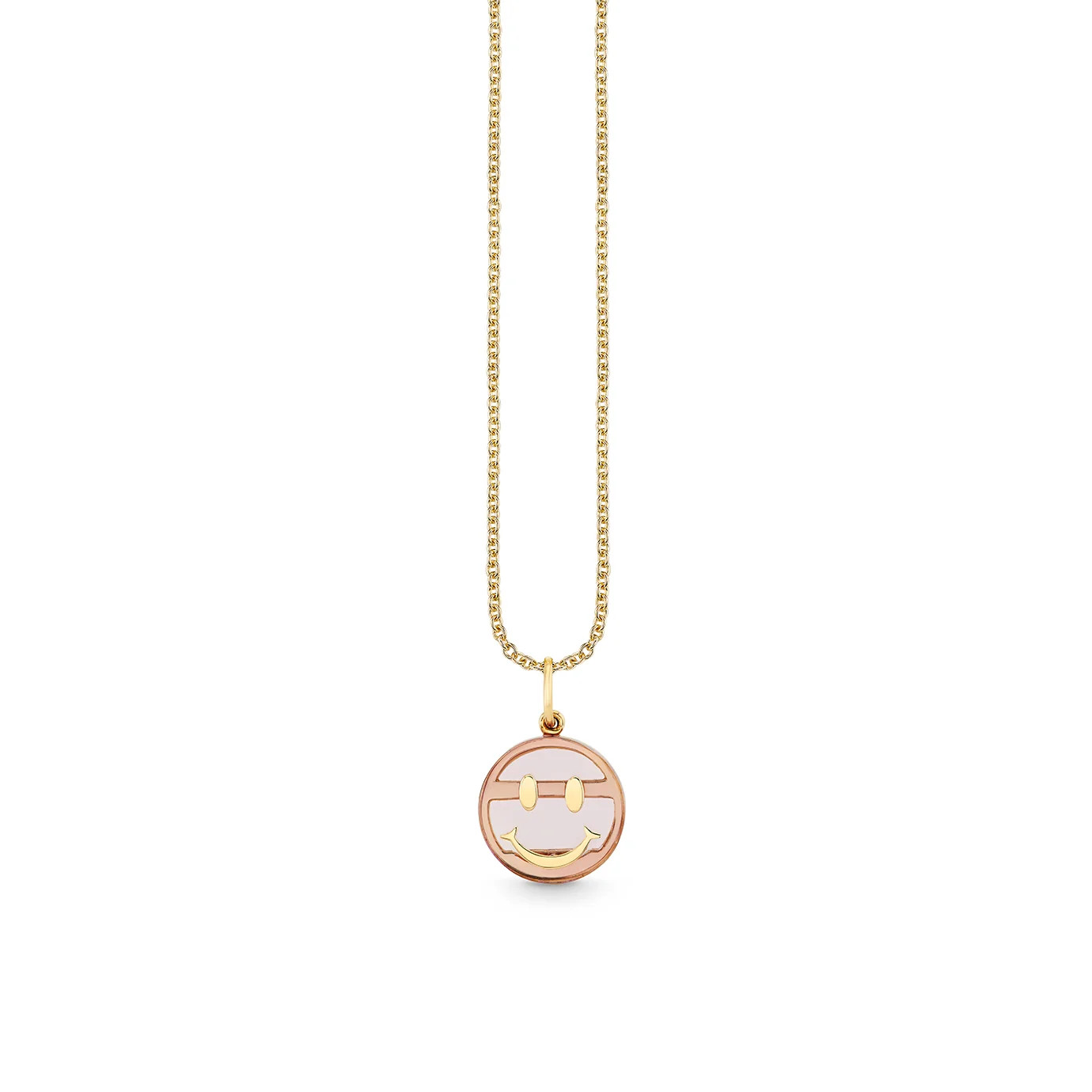 Gold & Gemstone Carved Stone Happy Face Charm | Sydney Evan