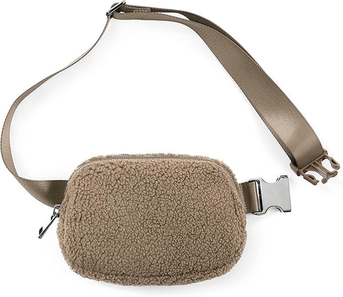 ODODOS Fleece Mini Belt Bag with Adjustable Strap, Sherpa Small Waist Pouch Fanny Pack for Workou... | Amazon (US)