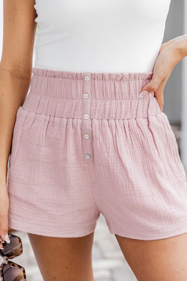 No Stopping Me Light Pink Gauze Shorts | Pink Lily