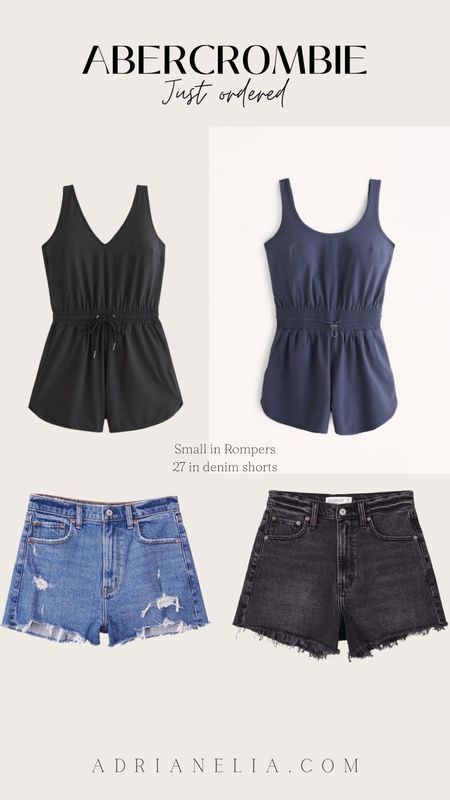 Most recent Abercrombie order! I’m super excited to get these rompers in! I ordered a small & beleive they will be perfect. You can honestly style these so many ways! I also grabbed two different shorts. I didn’t go with curve as I felt my previous curve shorts gave too much bulk in areas I wasn’t fond of. I grabbed a size 27 in both. Follow me on IG at adrianeliab to see how this recent order looks and fits!
Oh and everything was on sale!! 
#abercrombie #denim #romper #denimshorts #momshorts #momfriendly #pablogger #abercrombiefinds 

#LTKstyletip #LTKFind #LTKsalealert