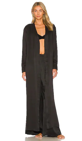 LUNYA Washable Silk Long Robe in Black. - size M | Revolve Clothing (Global)