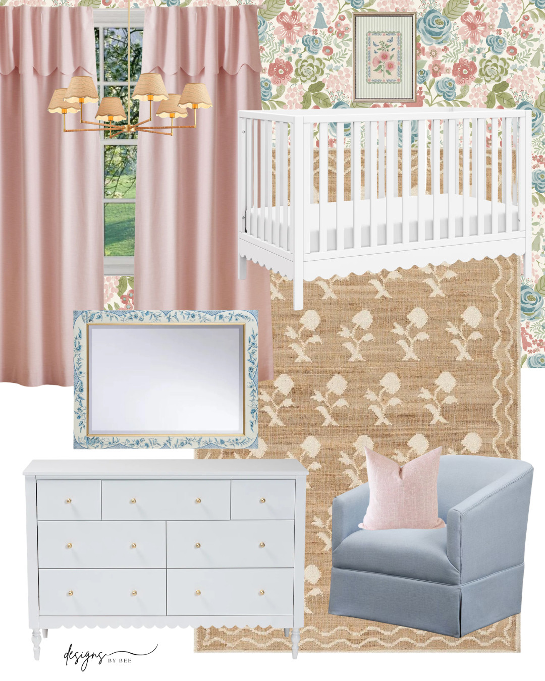#LTKhome #LTKbaby #LTKkids #babygirlnursery #nurserydesign #nurseryinspiration #grandmillennialnursery #grandmillennialhome #southerntraditional #moderntransitional #nurserydecor #nurserygoals #interiordesign #nurseryinspo #babydecor #floralwallpaper #scallopedfurniture #whitecrib #serenaandlily #potterybarnkids #studiomcgee #wayfair #pinkcurtains #juterug #chintzwallpaper #blueandwhite #nurserychair #babyregistry #girlroominspo #designsbybee 

 #LTKmomlife #LTKHome #LTKBaby