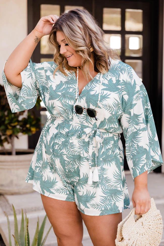 Trusting In You Printed Green Romper | The Pink Lily Boutique