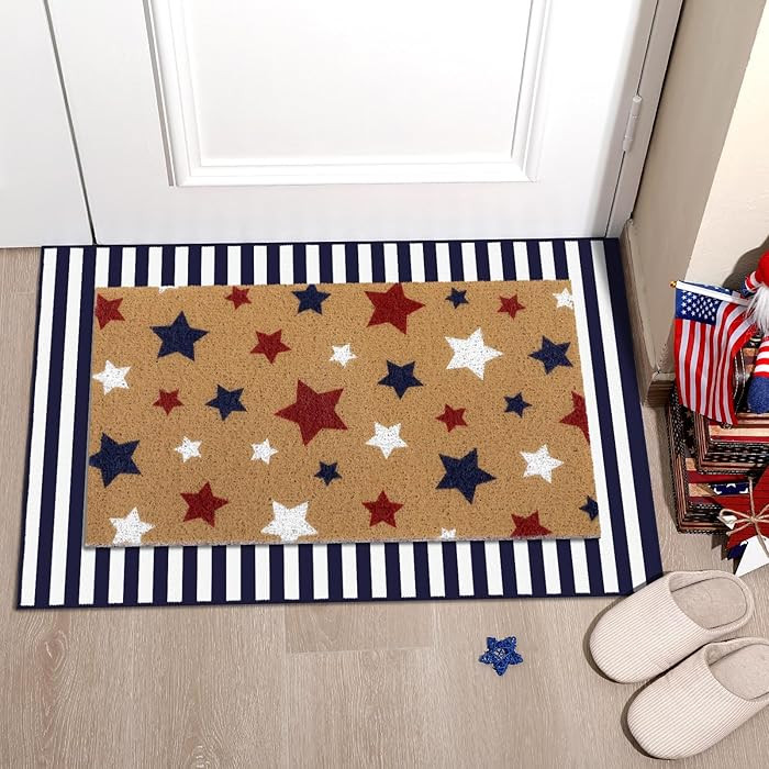 Duraaamo 2 Pcs 4th of July Door Mats Patriotic Independence Day Non Slip Entrance Door Rugs Welco... | Amazon (US)