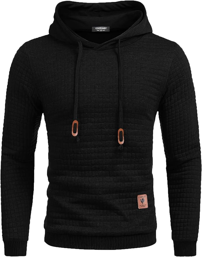 COOFANDY Mens Hooded Sweatshirt Casual Long Sleeve Drawstring Waffle Knit Pullover Hoodies | Amazon (US)