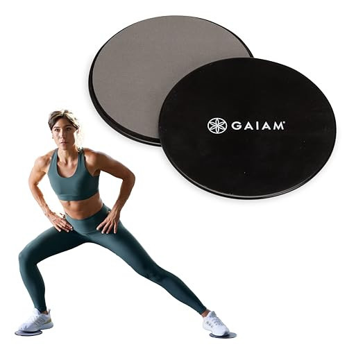 Gaiam Core Sliding Discs - Dual Sided Workout Sliders for Carpet & Hardwood Floor - Home Ab Pads Exercise Equipment Fitness Sliders for Women and Men, Grey/Black | Amazon (US)