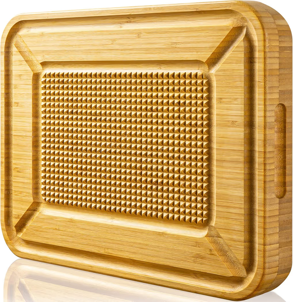 Turkey Carving Board, Heavy Duty Meat Cutting Board for Thanksgiving Bamboo Wood Butcher Block Br... | Amazon (US)