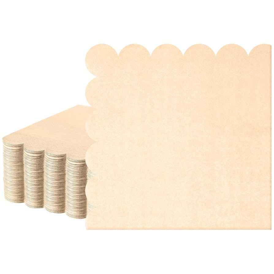 Fuutreo 100 Pcs Scalloped Cocktail Napkins Thick Paper Disposable Party Napkins Beverage Tissue f... | Amazon (US)