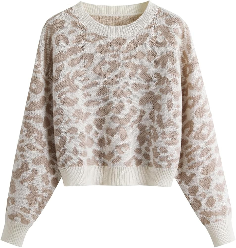 Ckikiou Spring Fall Crew Neck Batwing Cute Cropped Sweater for Women Sexy Lightweight Soft Knitte... | Amazon (US)