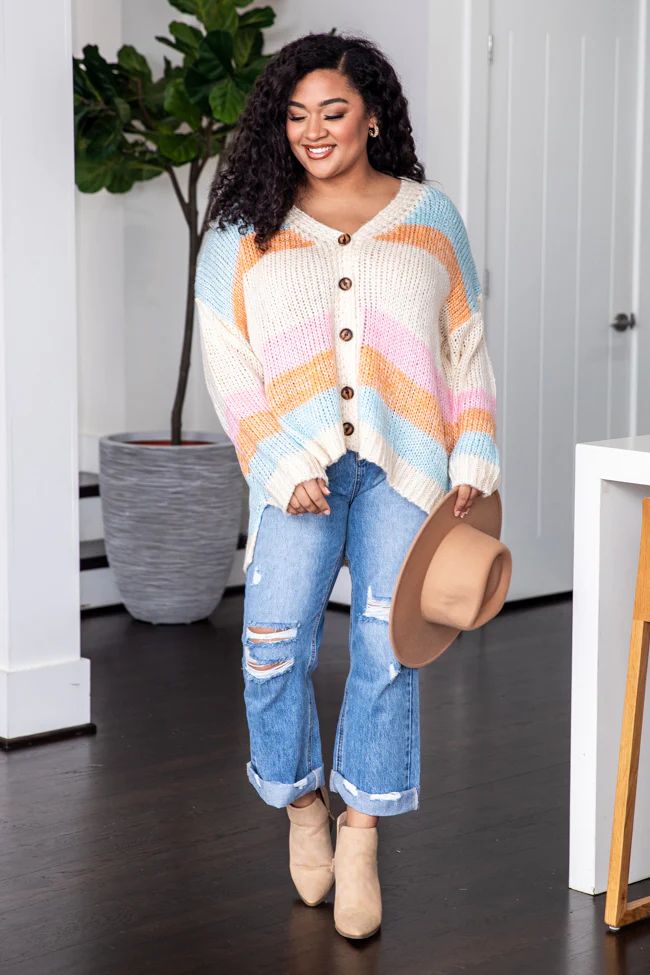 Middle Of The Night Multicolor Striped Cardigan | Pink Lily