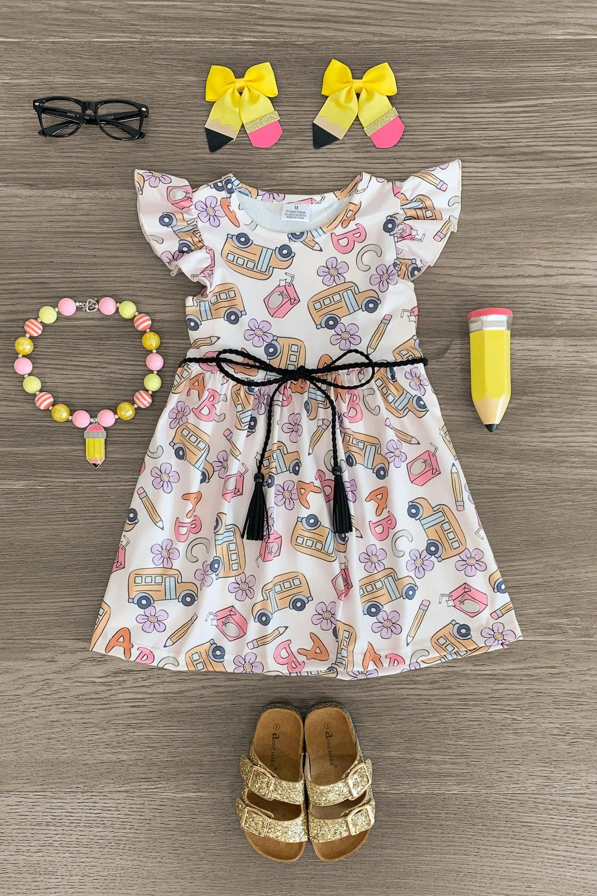 Pastel ABC School Bus Dress | Sparkle In Pink