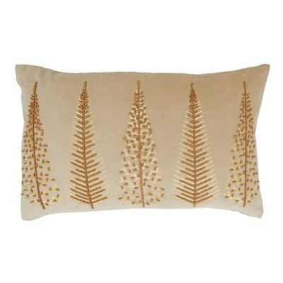 Saro Lifestyle Merry and Bright Beaded Christmas Trees Throw Pillow Cover | Target