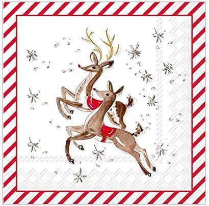 Christmas Paper Napkins Cocktail Napkins Christmas Napkins Red and White Reindeer Decor 5"x 5" Pa... | Amazon (US)