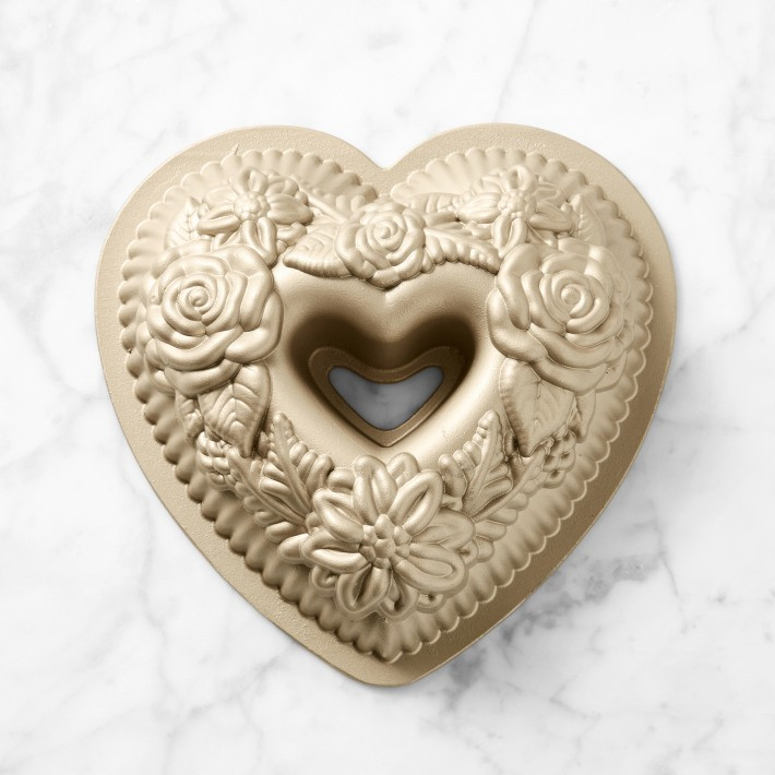 Nordic Ware Nonstick Cast Aluminum Floral Heart Bundt Pan | Williams-Sonoma
