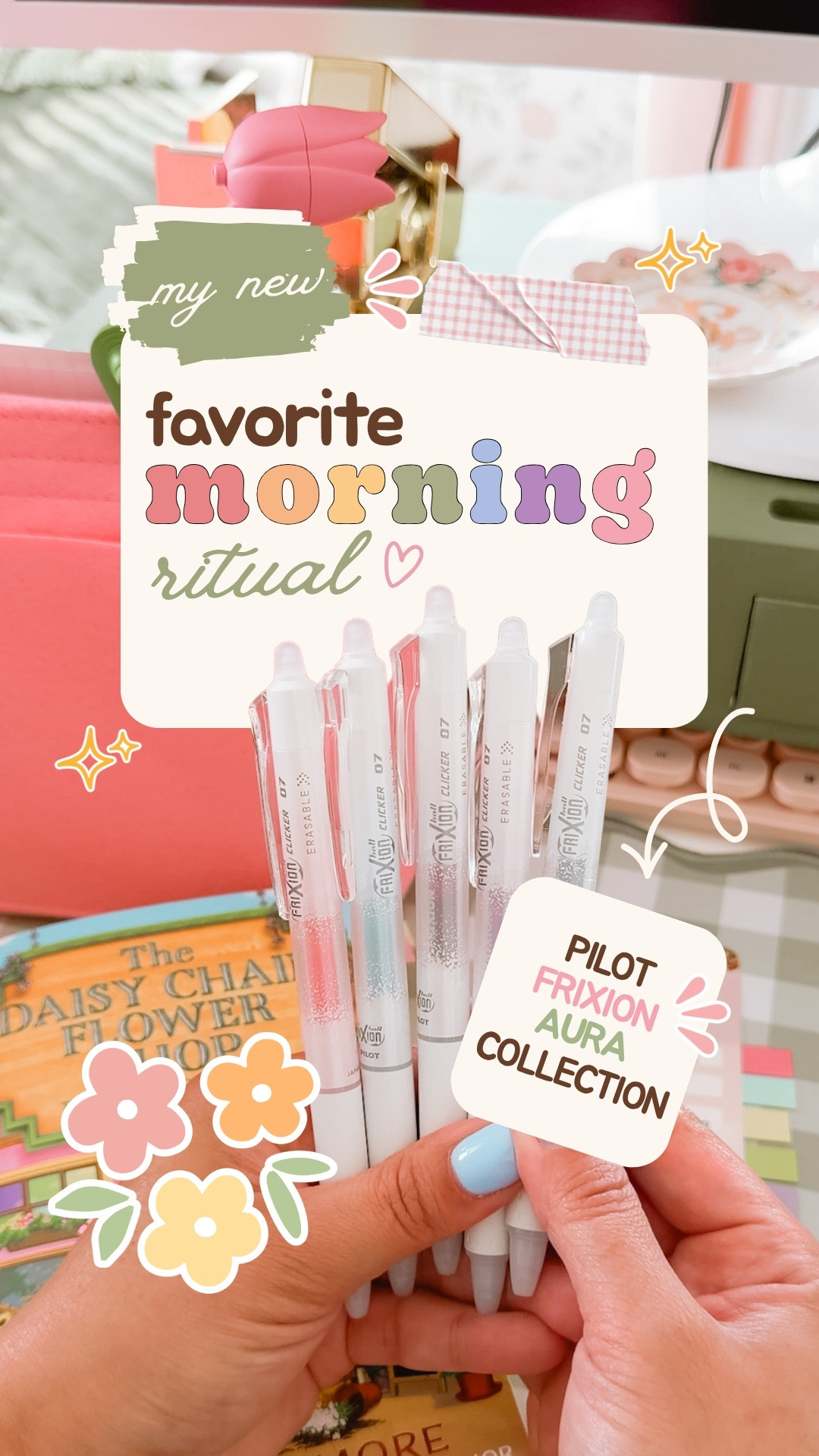 Ad. The new Pilot FriXion Aura Collection has officially earned a spot in my morning basket. 🤍