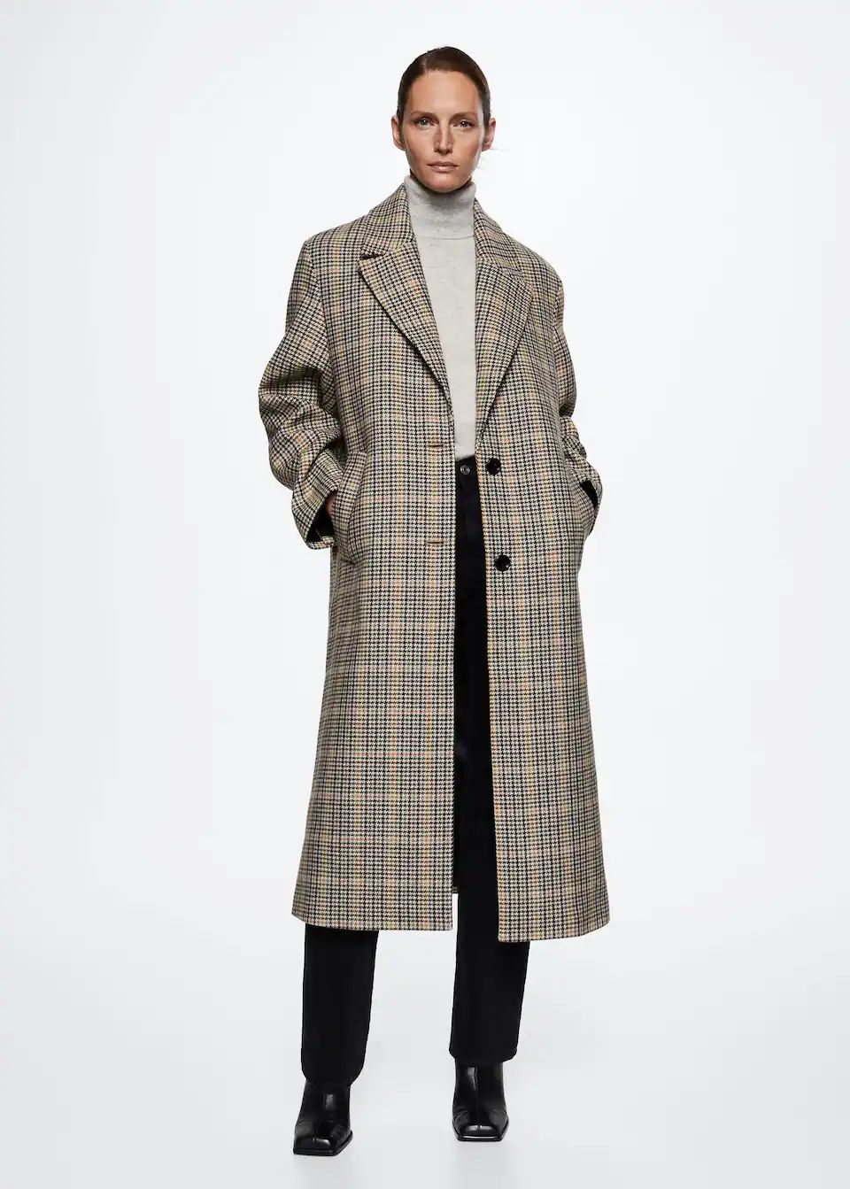 Houndstooth wool-blend coat | MANGO (US)