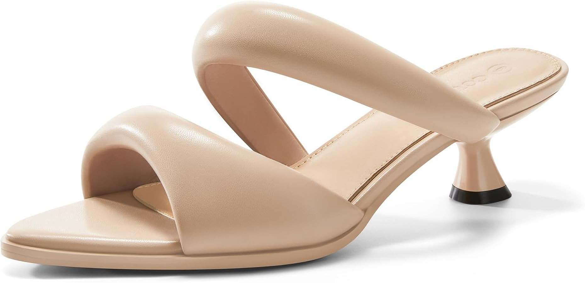 Coutgo Womens Kitten Heels Mules Pointed Open Toe Sandals Double Strap Slip on Prom Dress Shoes | Amazon (US)