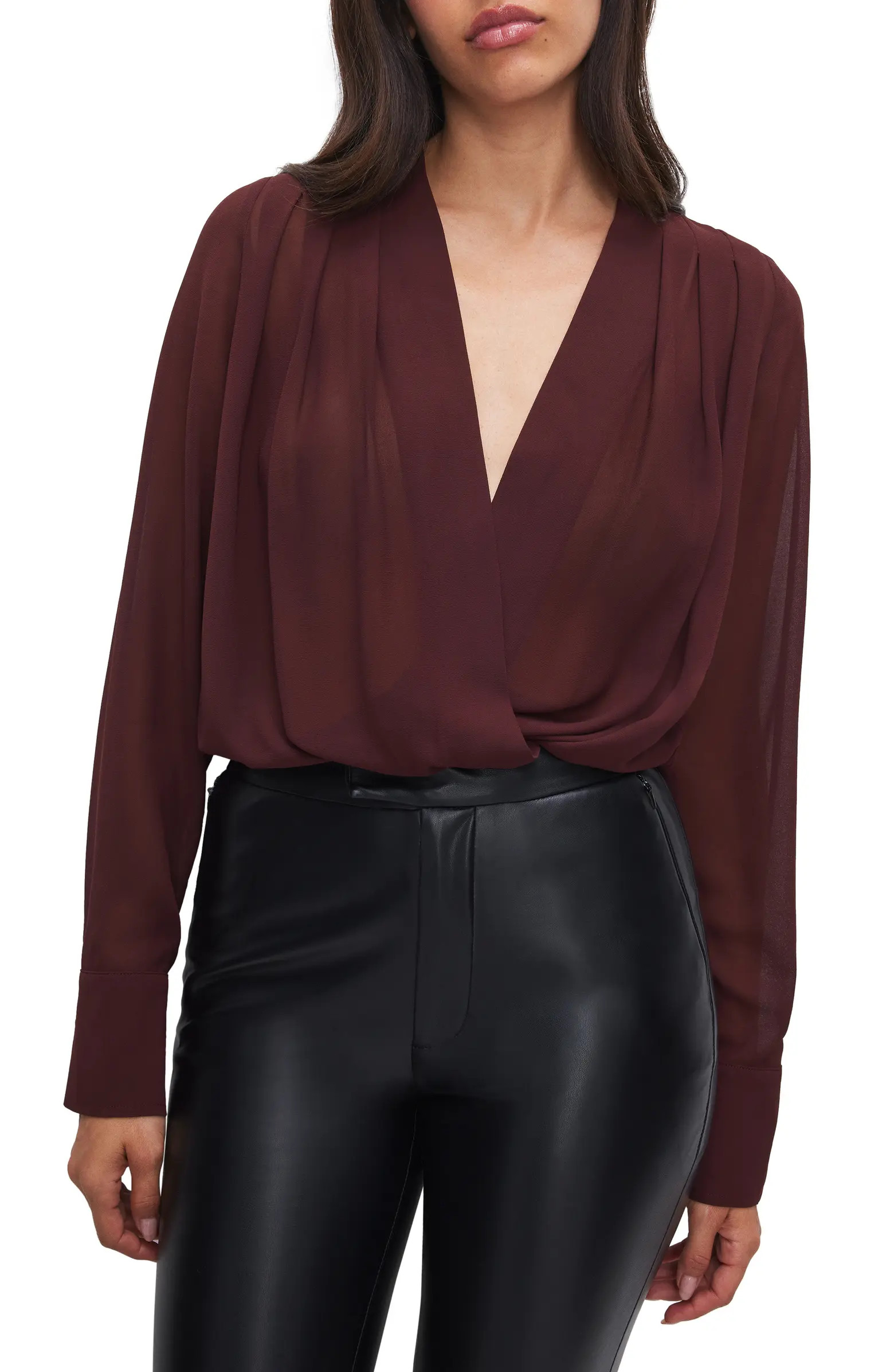 Long Sleeve Wrap Front Bodysuit | Nordstrom