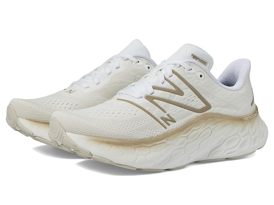 New Balance Fresh Foam X More v4 Women's Shoes White/Gold Metallic : 13 B - Medium, Synthetic/Textile | Zappos