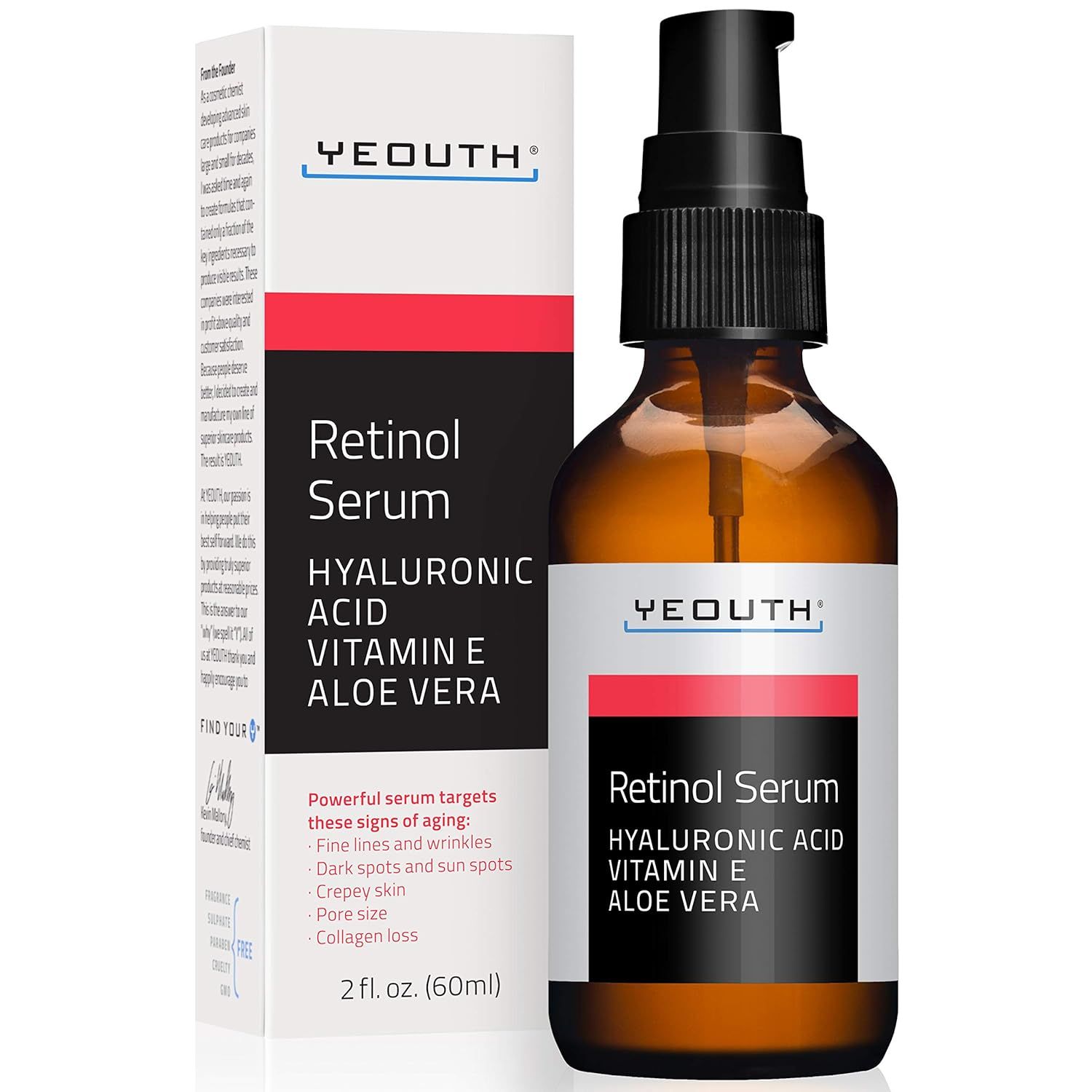 YEOUTH Retinol Serum for Face with Hyaluronic Acid Night Facial Serum, Brightening Serum Targets ... | Amazon (US)