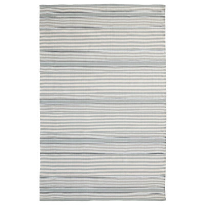 Rugby Stripe Light Blue Handwoven Indoor/Outdoor Rug | Annie Selke