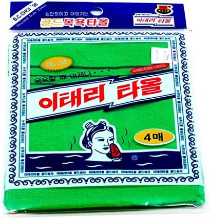 Korean Italy Towel Exfoliating Bath Washcloth [4 Pcs] (Green) Techef Home | Amazon (UK)
