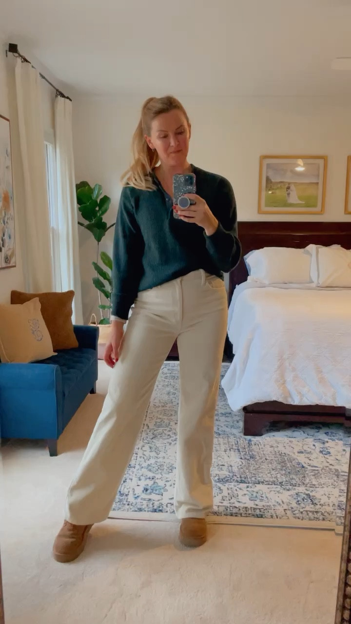 Cozy outfit idea for the holidays — on sale for Black Friday!

Waffle knit Henley long sleeve tee is 50% off & cream white wide leg corduroys are 30% off

Both fit true to size 

#LTKsalealert #LTKSeasonal #LTKCyberWeek