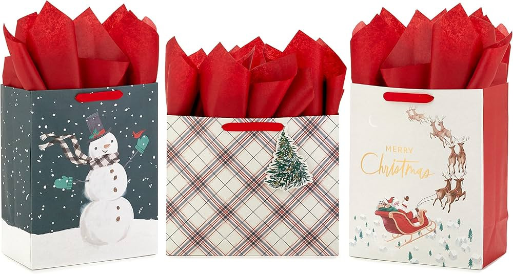 Hallmark Christmas Gift Bag Assortment with Tissue Paper (3 Bags: 2 Large 13", 1 Large Horizontal... | Amazon (US)