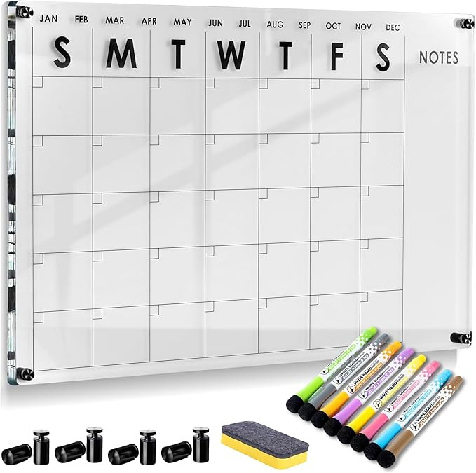 Oversize Premium Acrylic Calendar for Wall | Ultra-Thick Clear Dry & Erase Board | Large 40"x26" ... | Amazon (US)