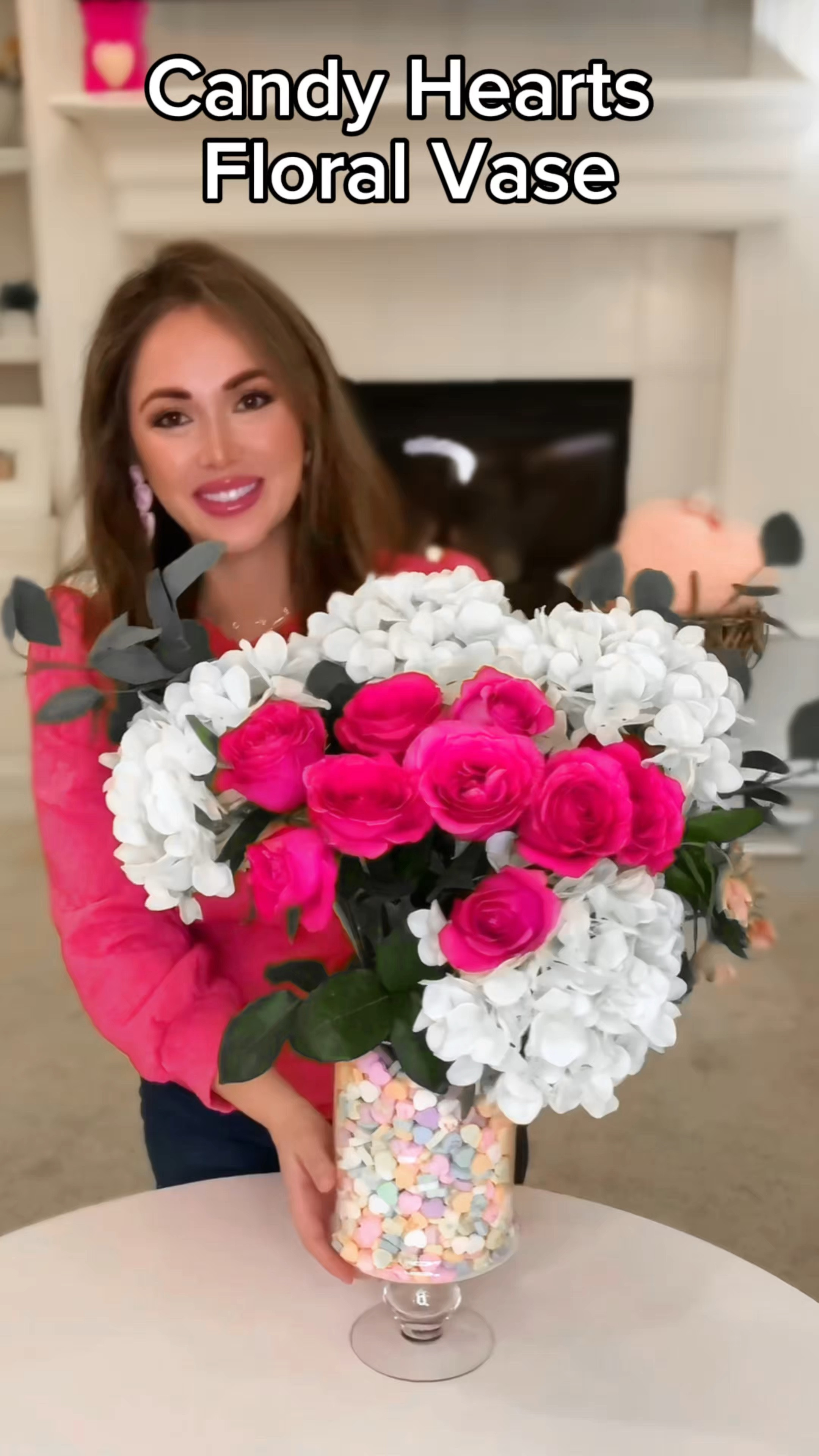 Candy Hearts Floral Vase! Save this for Valentine’s Day decorating! Share with a friend who loves Love! This is so simple! I used conversation hearts, 2 glass vases (1 smaller to fit inside the larger one) and fresh or faux flowers! Happy early Valentine’s Day! 

#LTKSeasonal #LTKHoliday #LTKHome