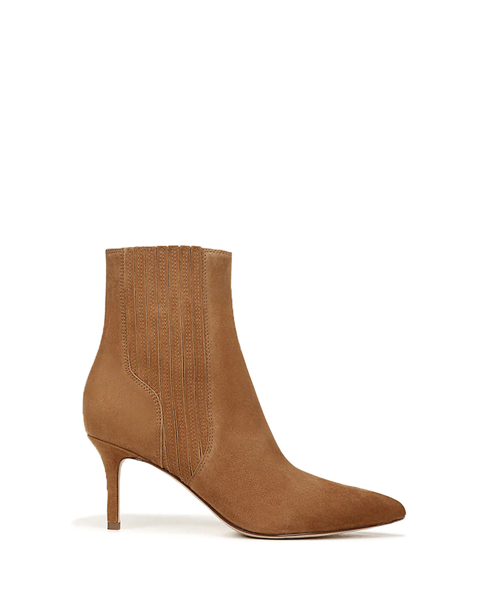 Lisa Mid-Heel Suede Bootie in Hazelwood | Veronica Beard | Veronica Beard