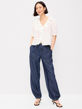 Mid-Rise Pull-On Utility Harem Jeans | Old Navy (US)