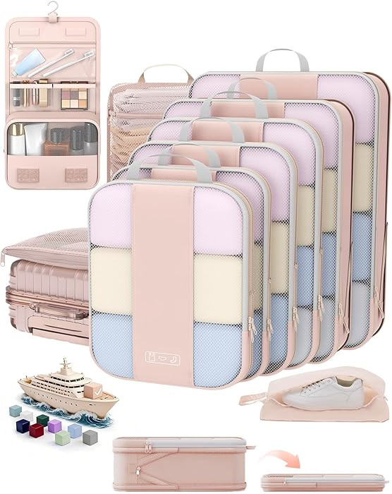 10 Set Compression Packing Cubes for Travel Gifts Women Mom,OlarHike Luggage Clothes Organizer fo... | Amazon (US)