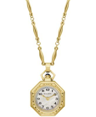 Bulova Women's Limited Edition 150th Anniversary Classic Rubaiyat Gold-Tone Stainless Steel Pendant Watch 25.5mm - Gold-tone | Macy's