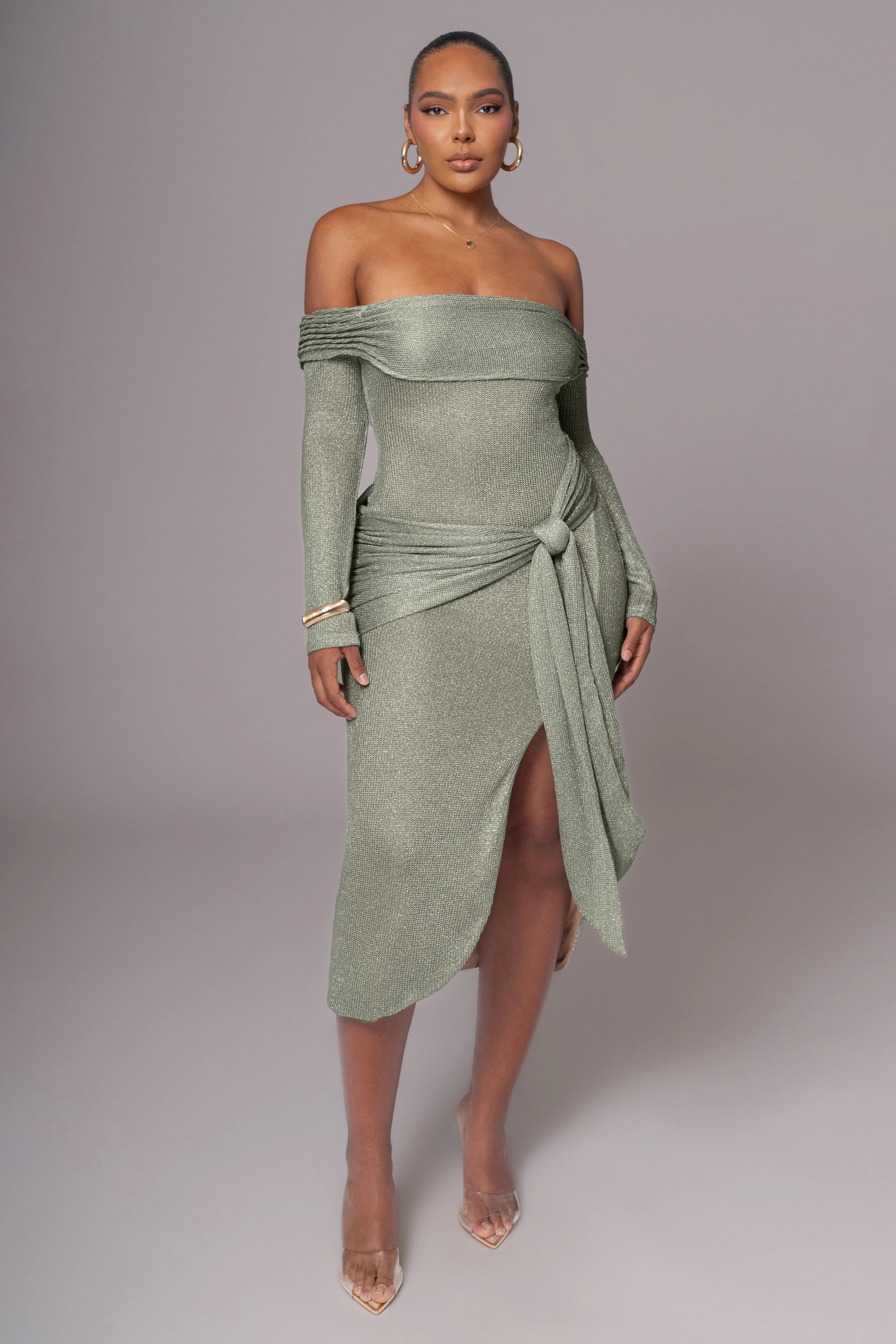 Olive Island Elegance Drape Dress | JLUXLABEL