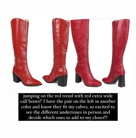 Red wide calf boots for my wide calf girlies to jump on the red trend this fall!  I order a size 11 in these! 

#LTKshoecrush #LTKfindsunder100 #LTKplussize