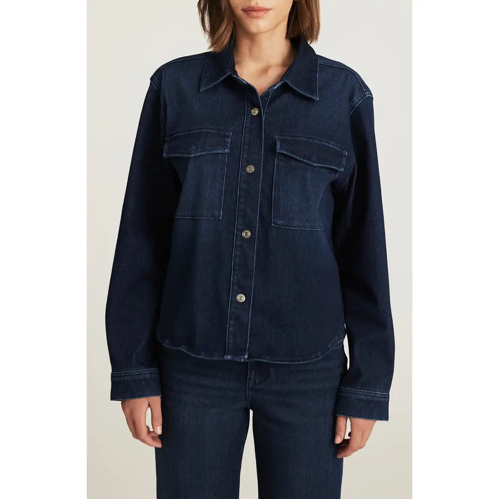 Mavi Jeans Tia Denim Shirt Jacket in Dark Blue Move at Nordstrom, Size X-Small | Nordstrom