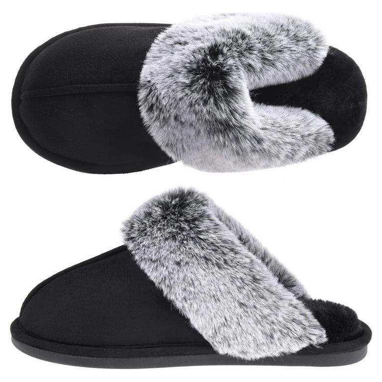 VONMAY Women's Scuff Slippers Fuzzy Indoor Outdoor House Shoes | Walmart (US)