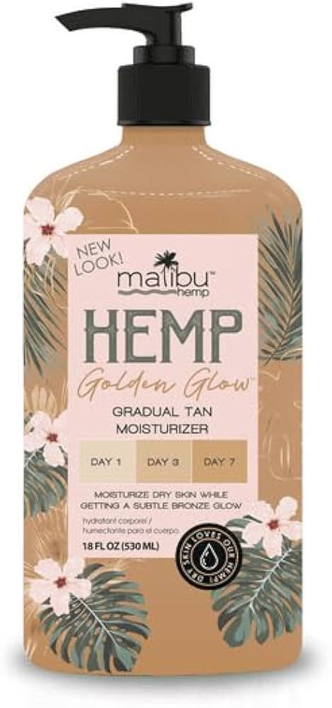 M'alibu Hemps Golden Glow Body Lotion, Gradual Tan Moisturizer for Dry Skin, 18 fl oz. 1 Pack | Amazon (US)