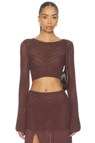 DEVON WINDSOR Erin Longsleeve Top in Mahogany from Revolve.com | Revolve Clothing (Global)