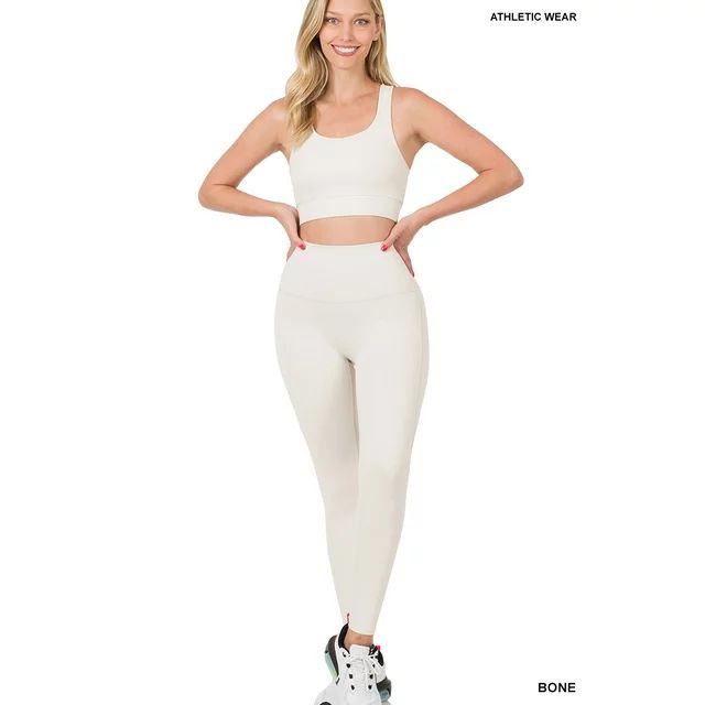Zenana Women's Athletic Racerback Cropped Tank Tops & Leggings Workout Activewear Set | Walmart (US)