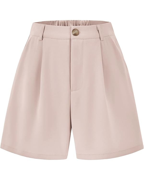 KIRUNDO Women's Shorts 2024 Trendy Summer Dressy Elastic High Waisted Pleated Business Casual Wor... | Amazon (US)