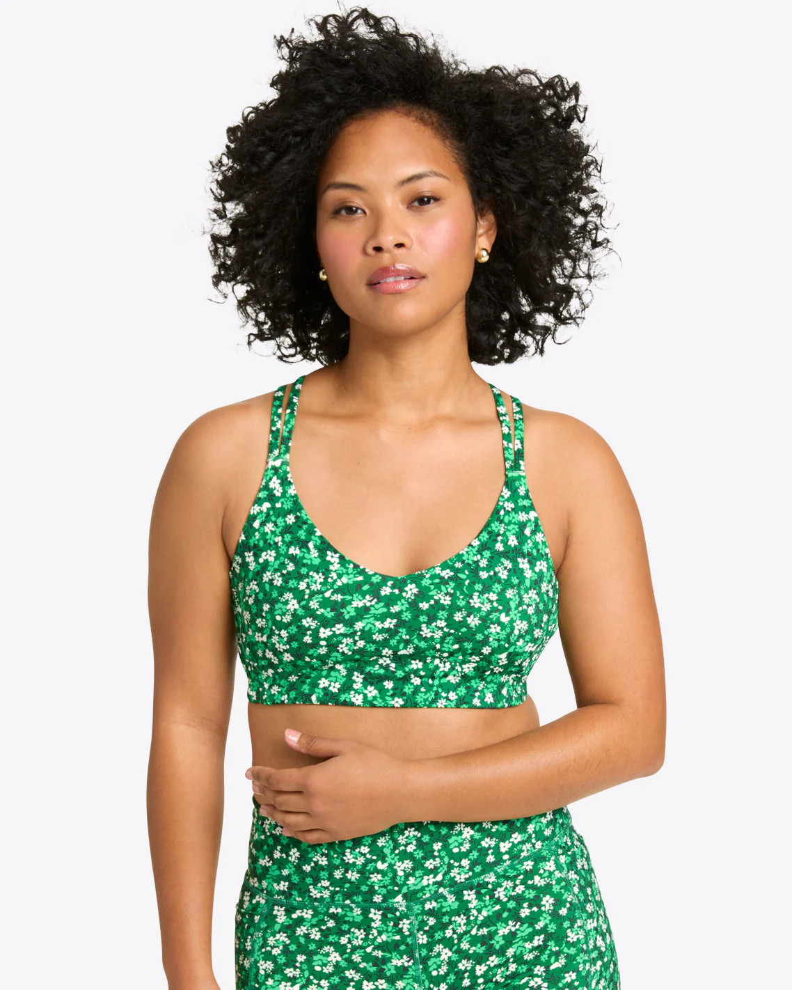 Crossback Sports Bra in Green Wildflower Ditsy | Draper James (US)