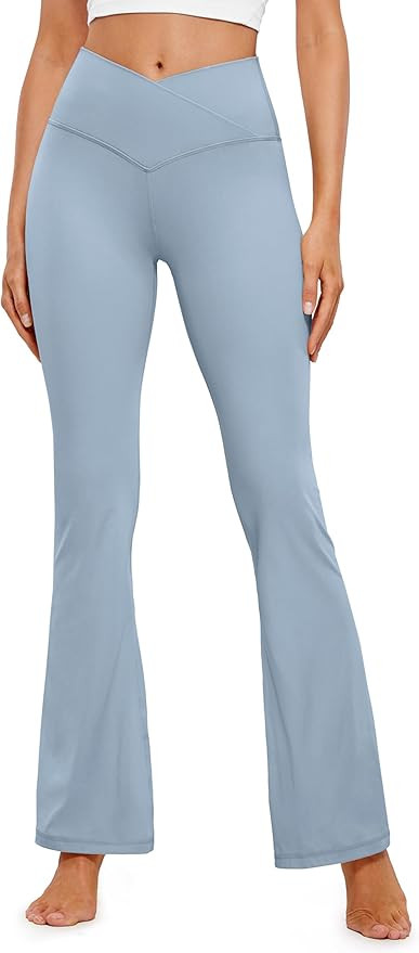CRZ YOGA Butterluxe Crossover Flare Leggings for Women 31" - High Waist V Cross Bootcut Bell Bott... | Amazon (US)