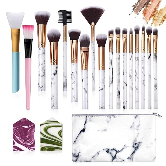 Ruesious 17PCS Makeup Brushes with Makeup Bag | Premium Synthetic Foundation Powder Concealers Bl... | Amazon (US)